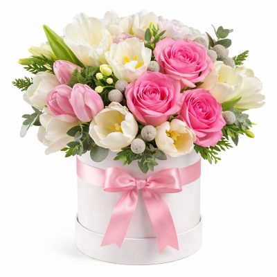 Букет в шляпной коробке «Сияние»