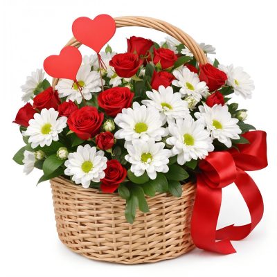 Корзинка цветов «Сердечный акцент»