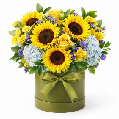 Цветы в цилиндрической коробке «Летний сон»