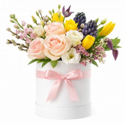 Цветы в шляпной коробке «Летний танец»