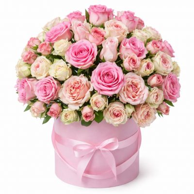 Коробка с розами «Розовое настроение»