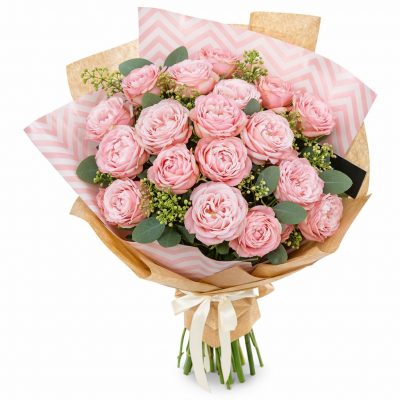 Букет из розовых кустовых роз «Розовый аккорд»
