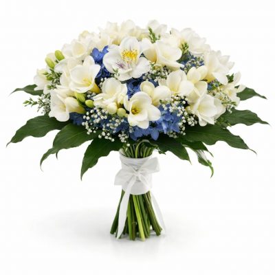 Свадебные букеты невесты из гипсофилы и гортензии