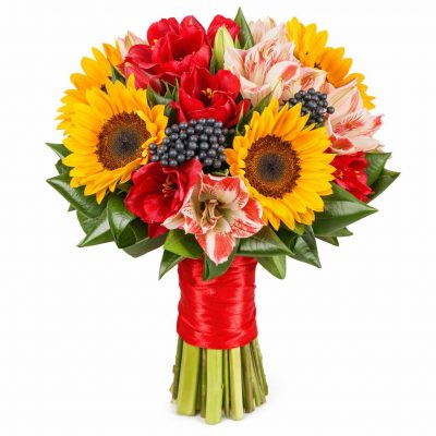 Свадебные букеты невесты из подсолнухов