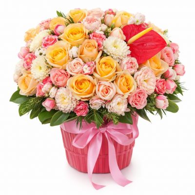 Корзина с цветами в подарок «Праздник нежности»