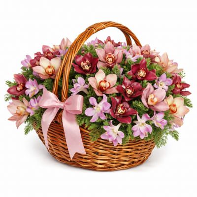 Корзина с цветами «Радужный восторг»