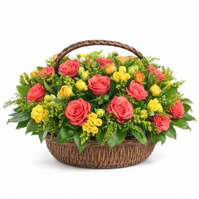 Корзина с живыми цветами «Весенний аромат»