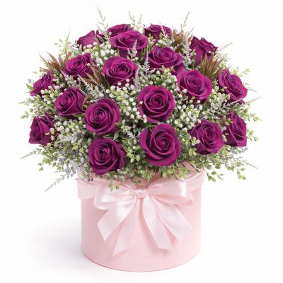 Шляпная коробка с розами «Вечерний шарм»