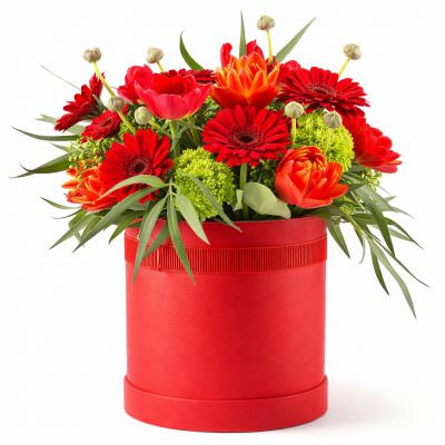 Цветы в цилиндрической коробке «Летний вихрь»