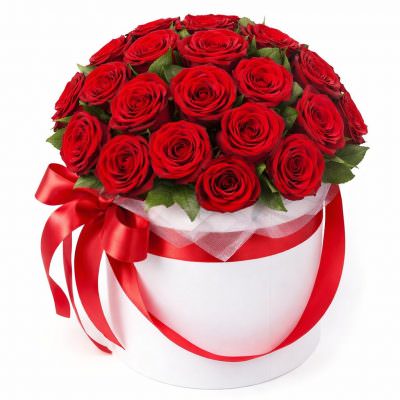 Букет роз в коробке «Огненные страсти»